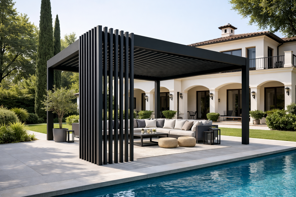 Lamellendach Mit Design Stuetze Schwarz 1024x683